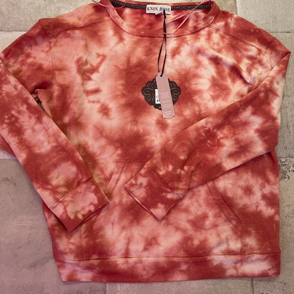 Knox Rose Tie Dye Orange Sweatshirt - Medium